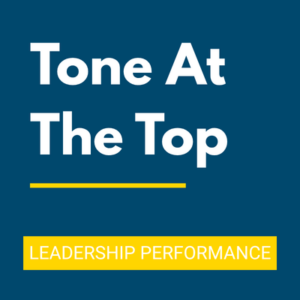 Tone At The Top text on navy background. Blog post graphic.